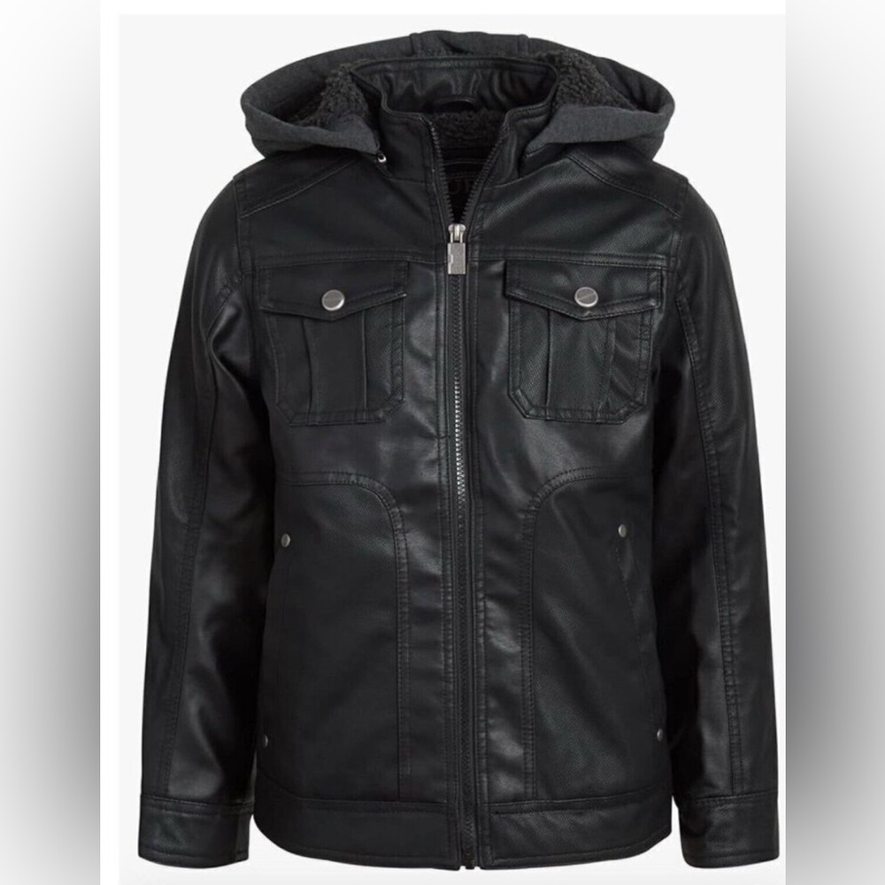 URBAN REPUBLIC Boys’ Jacket – Faux Leather Biker Jacket Size M 5/6
